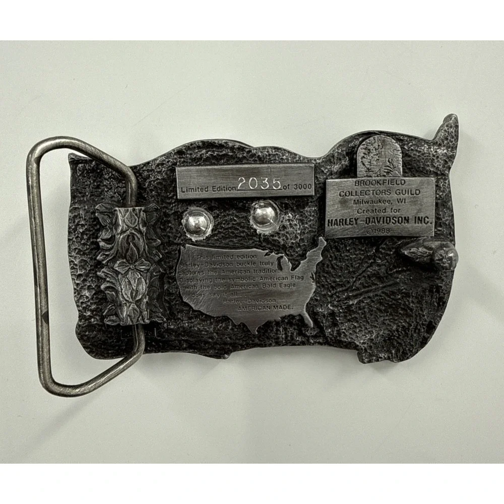 Vintage Harley Davidson Brookfield Belt Buckle‎ Limited Edition 1988 Velvet Case